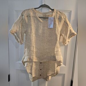 NWT Paper Lace Linen Top